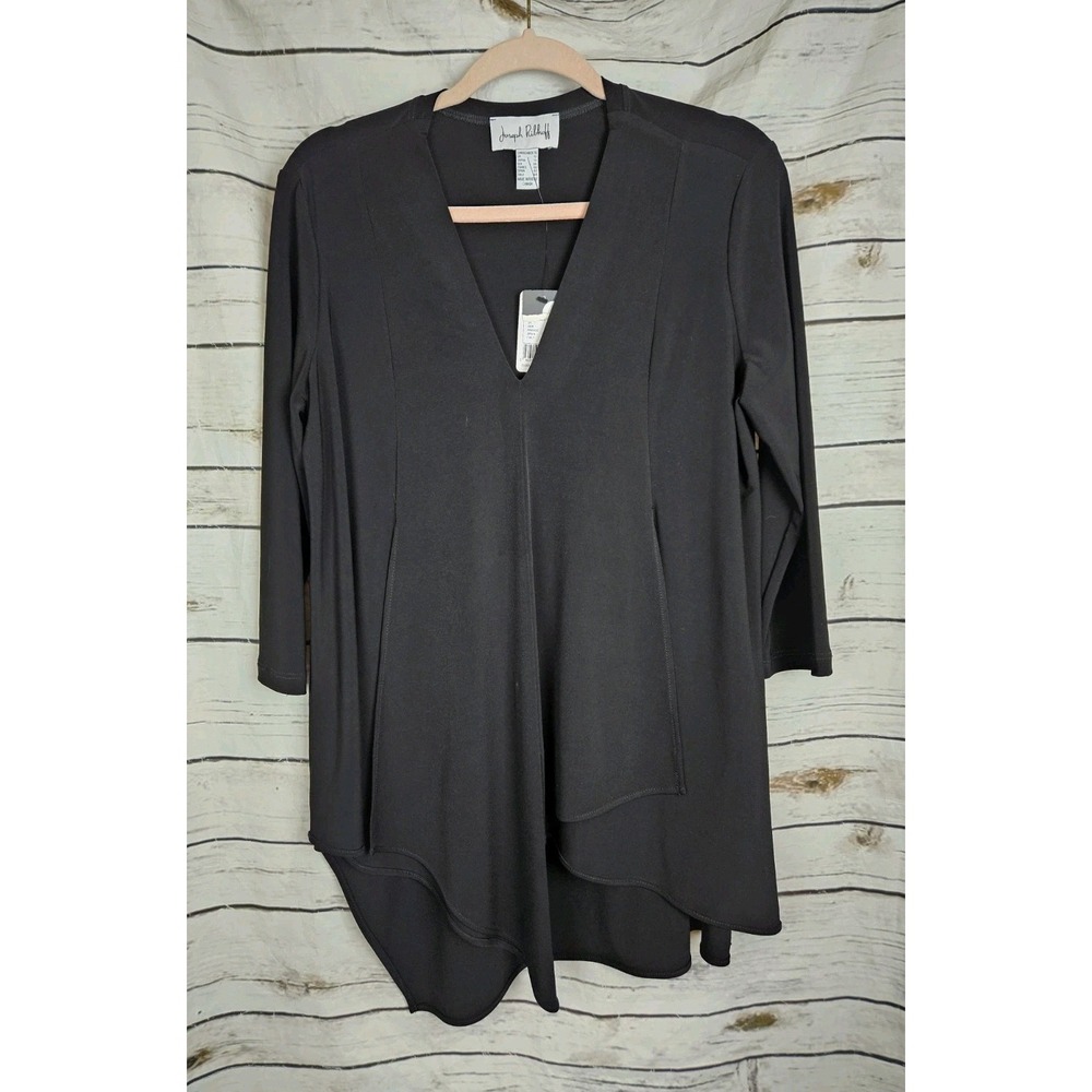 Joseph Ribkoff Black Tunic Top 10 Asymmetrical NEW Jersey Knit